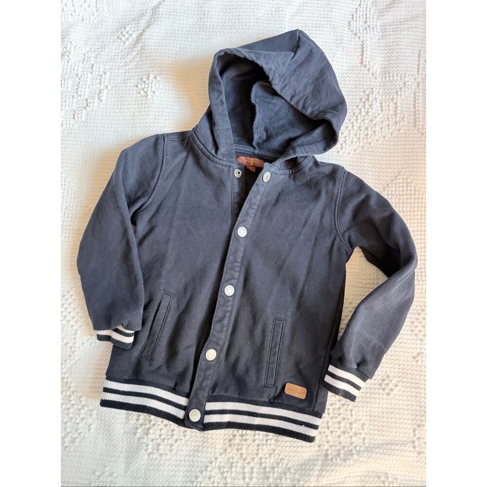 7 For All Mankind 4T Navy Varsity Hoodie Jacket